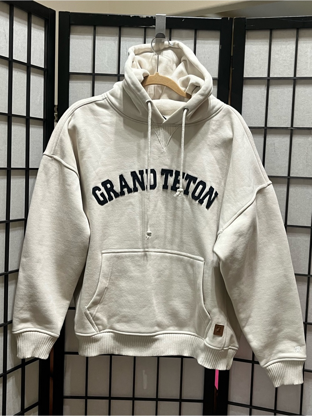 Grand Teton Cream Pullover Hoodie by OUTFITTER TRADING CO, MEN SIZE S